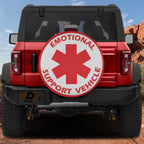 Emotional Support Vehicle spare tire cover with red star of life on red Bronco CDD GRAFFIX brand