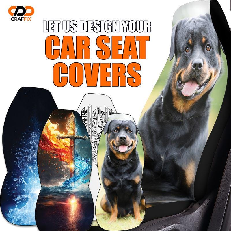Custom Car Seat Covers, Personalized Set of Two, Universal Fit for Cars, SUVs and Trucks