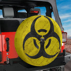 Rusty Biohazard Warning Sign Spare Tire Cover