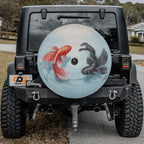 Yin-Yang Koi Fish Harmony design printed spare tire cover with optional backup camera hole by Graffix