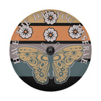 Monarch Have the Day You Deserve spare tire cover on red Jeep showing monarch butterfly skeleton art