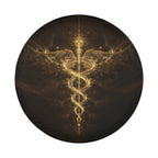 Golden Entwining Caduceus Spare Tire Cover