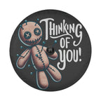 Voodoo doll spare tire cover fabric texture and stitched edge closeup detail