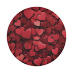Love on Wheels spare tire cover lifestyle scene with paper-cut red heart collage all-over art