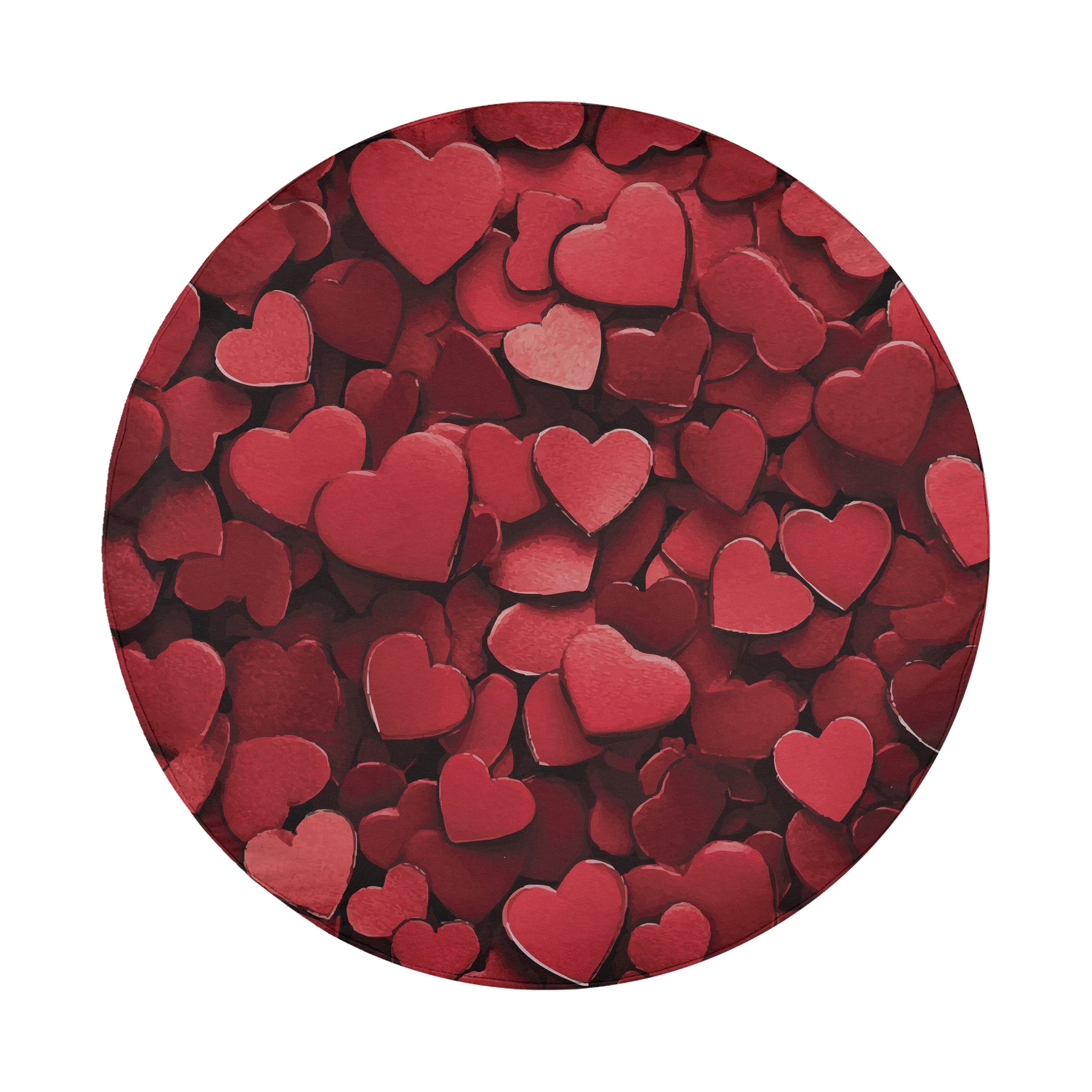 Love on Wheels spare tire cover lifestyle scene with paper-cut red heart collage all-over art