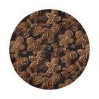 Gingerbread cookies tire cover with backup camera hole brown iced cookie pattern on white background