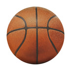 Basketball spare tire cover side view showing orange fabric grommet construction trim