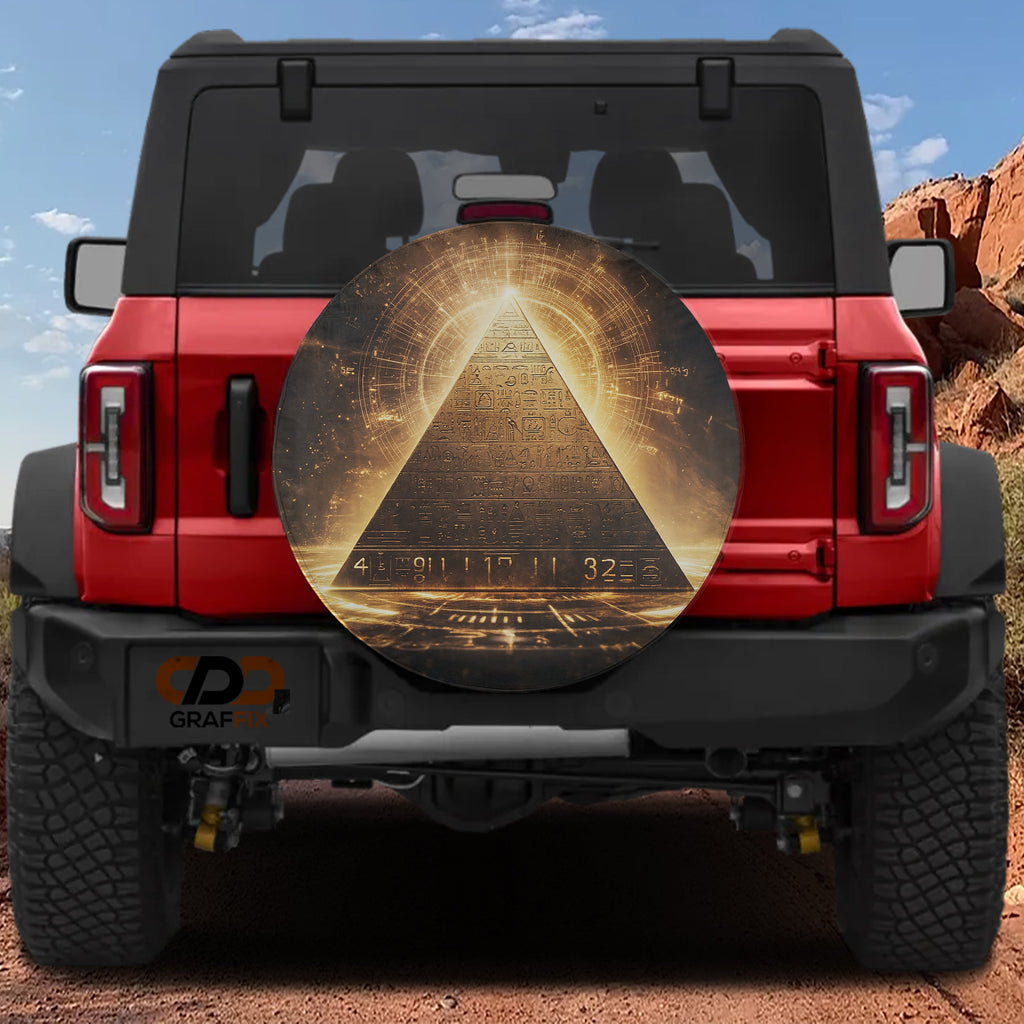 Golden Pyramid of Secrets Egyptian spare tire cover printed graphic design