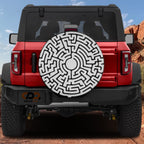 Round Maze design printed spare tire cover with optional backup camera hole by Graffix