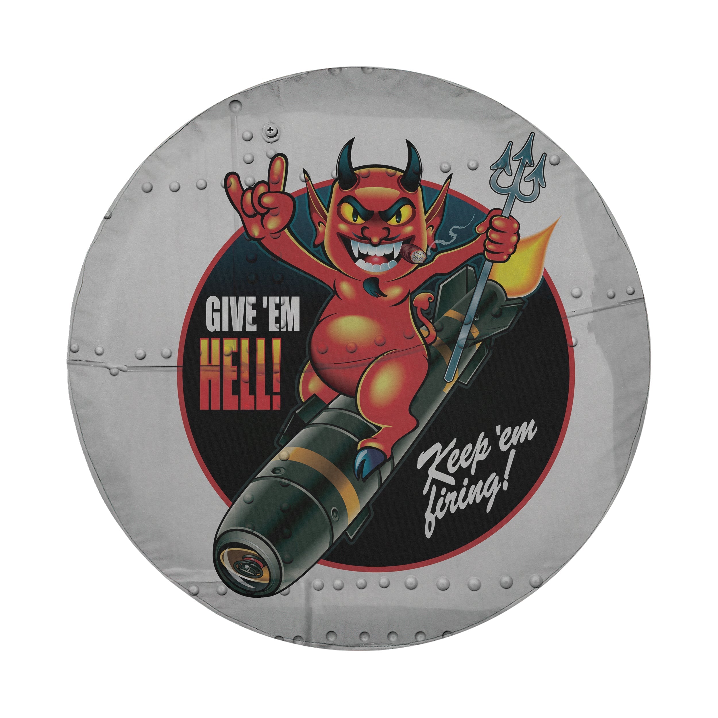 Give Em Hell Vintage Bomber Tire Cover | Jeep Decal Store