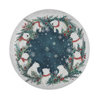 Polar Bear wreath tire cover round watercolor design white bears red scarves pine holly garland frame