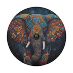 Mandala Elephant boho painted tire cover round product render with intricate paisley pattern on body