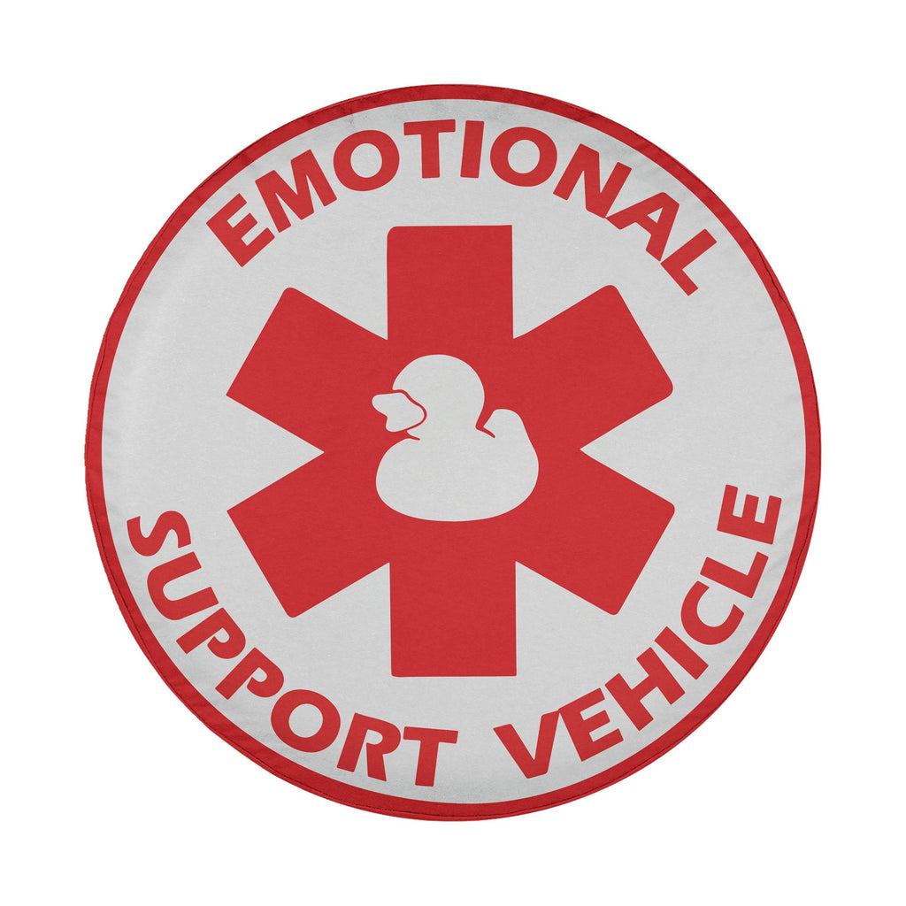 Emotional Support Vehicle duck graphic tire cover installed on black Jeep Wrangler with rear camera hole