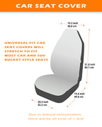 Colorful sunflower seat cover installed on bucket seat front view with full headrest coverage