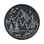 Midnight Pines spare tire cover product view of minimalist pine forest line illustration art