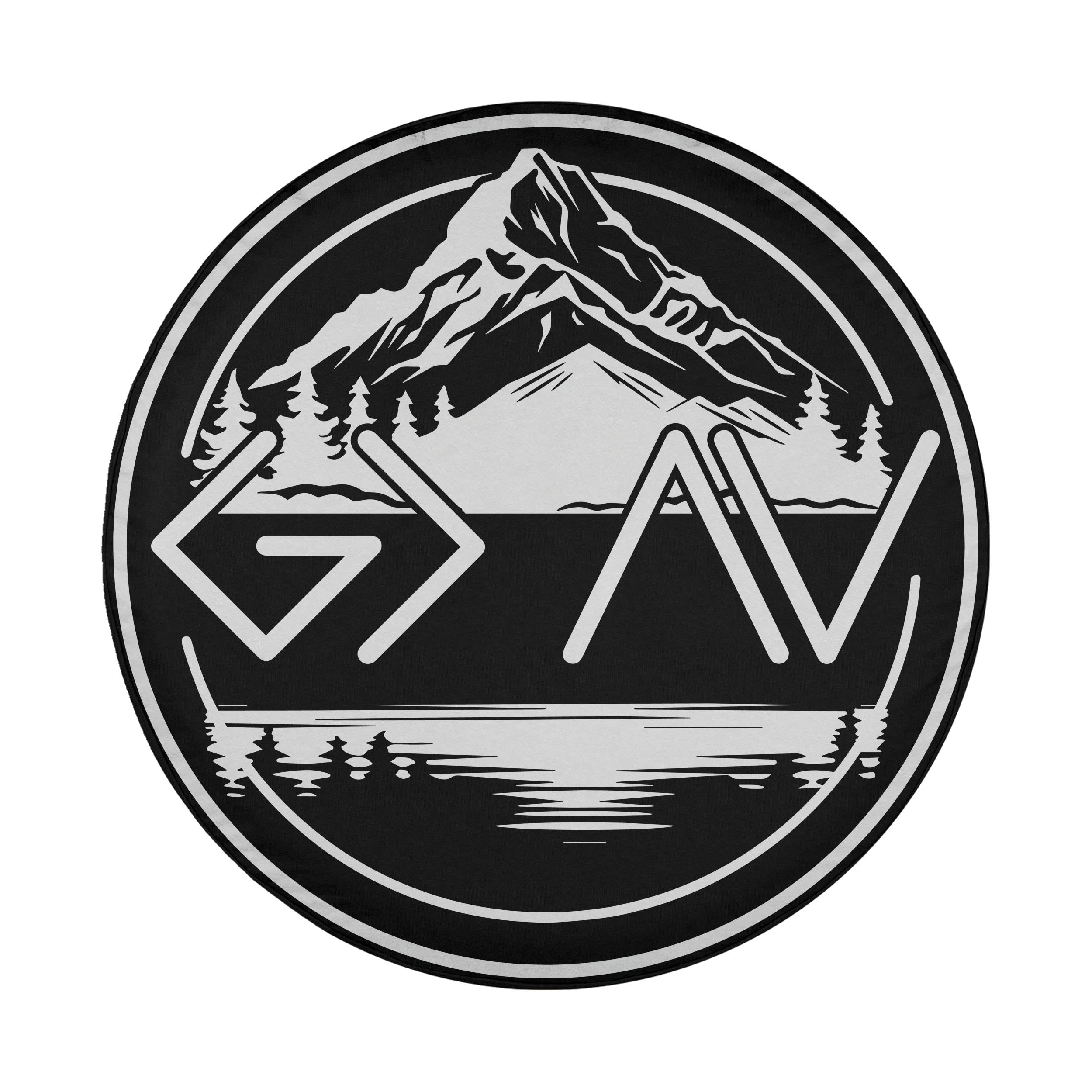A circular logo featuring a mountain landscape with a lake and trees, along with the text "G-AV" inside the circle.