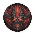 Emberlord Skull spare tire cover round flat product view showing fiery skull artwork