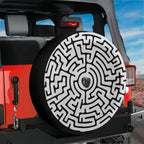 Round Maze design printed spare tire cover with optional backup camera hole by Graffix