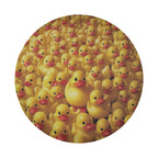 Rubber Duck Army spare tire cover flat artwork in a circular cutout filled with grinning yellow rubber ducks