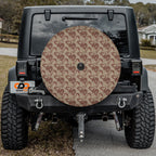 Six color desert camouflage spare tire cover flat view with center camera cutout for off-road use