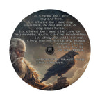 a bearded man holding a bird of prey, such as a hawk or eagle, with a text overlay that reads "Lo, there do I see my father, Lo, there do I see my mother, & my sisters, & my brothers. Lo, there do I see the Line of my people, back to the beginning. Lo, they do call me, & I take my place among them, among them in the halls of VALLA, where the brave may live forever."