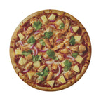 BBQ chicken pizza spare tire cover Jeep Wrangler rear tailgate scene showing full design installed