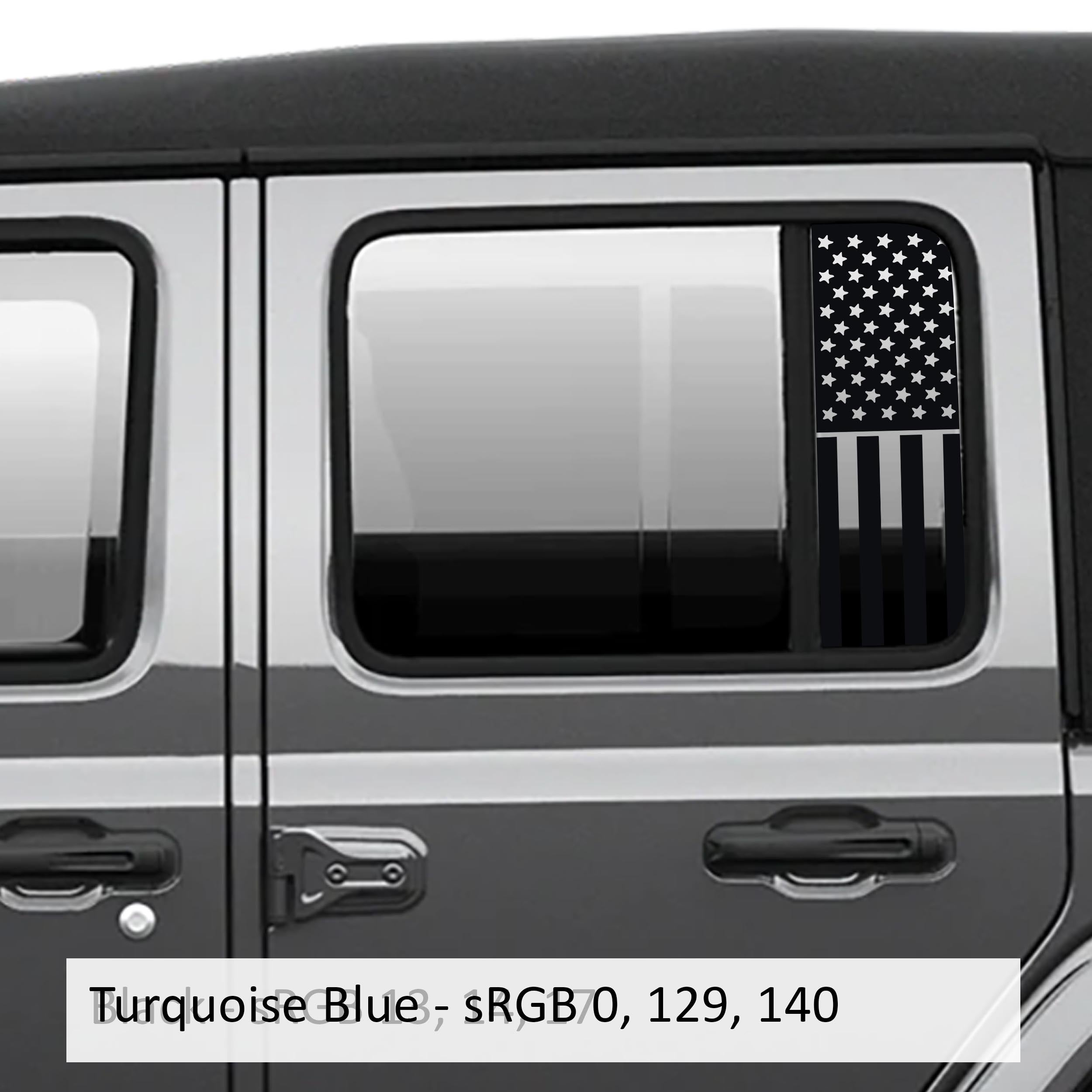 American Flag Vertical Side Window Vinyl Decal Set - Fits 2018-Current Jeep Wrangler JLU/JT Models