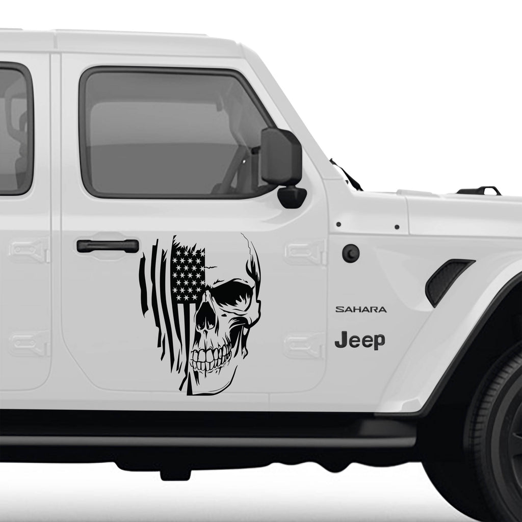 American Flag Skull Head Vinyl Transfer Decal