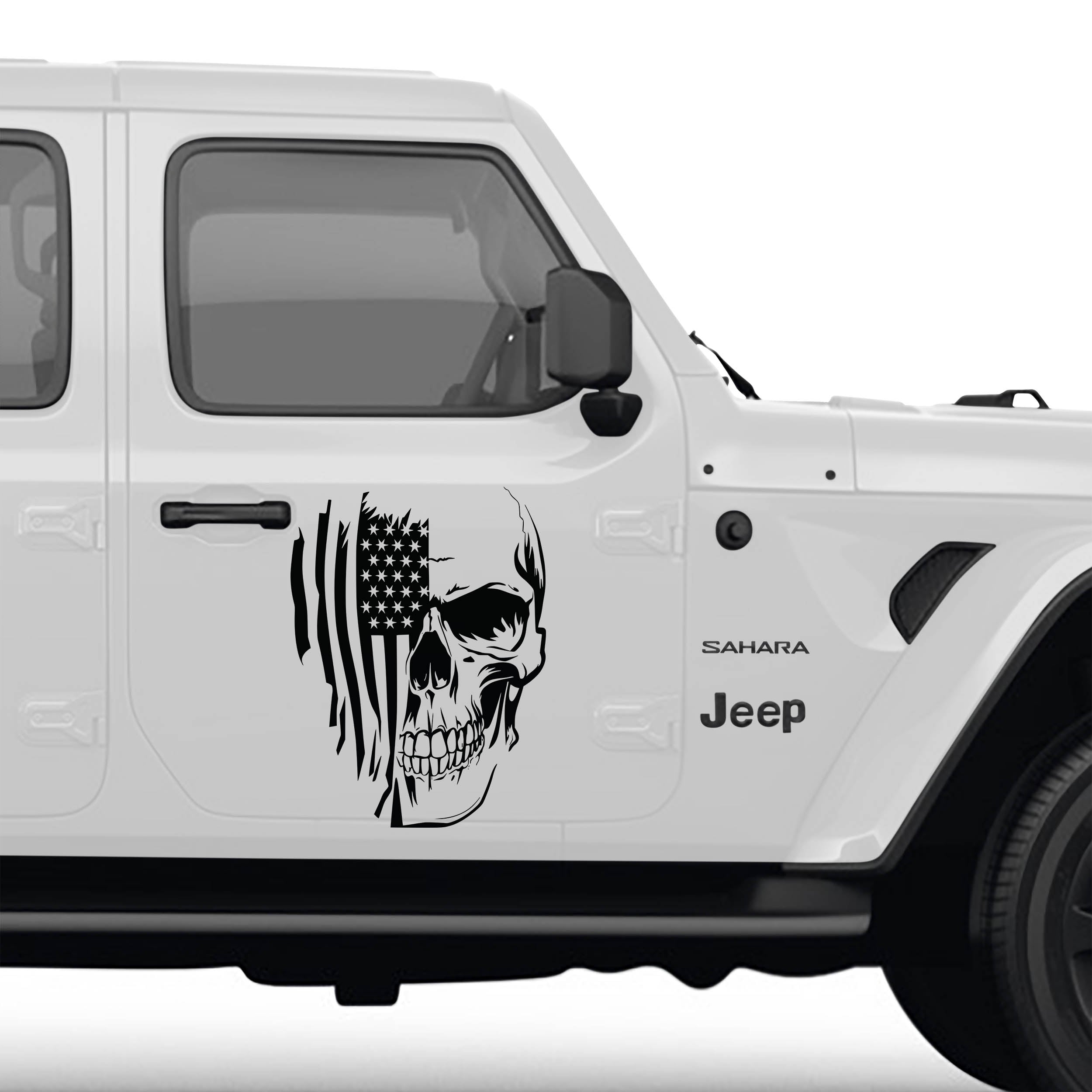 American Flag Skull Head Vinyl Transfer Decal