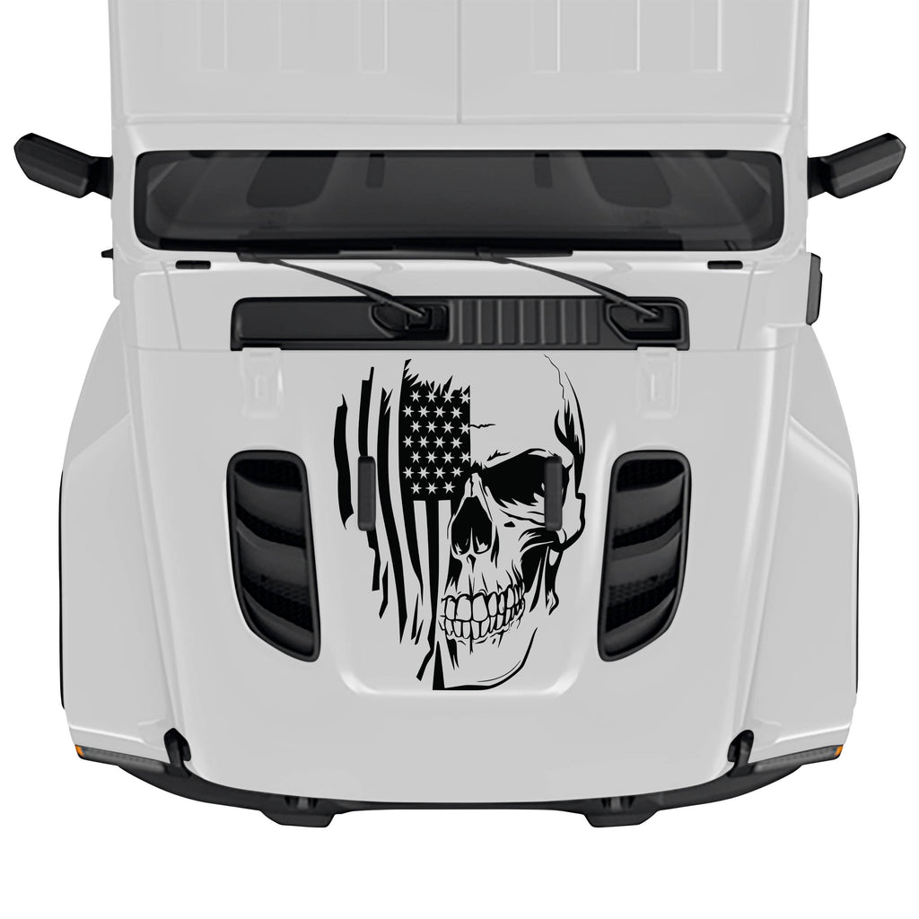 American Flag Skull Head Vinyl Transfer Decal