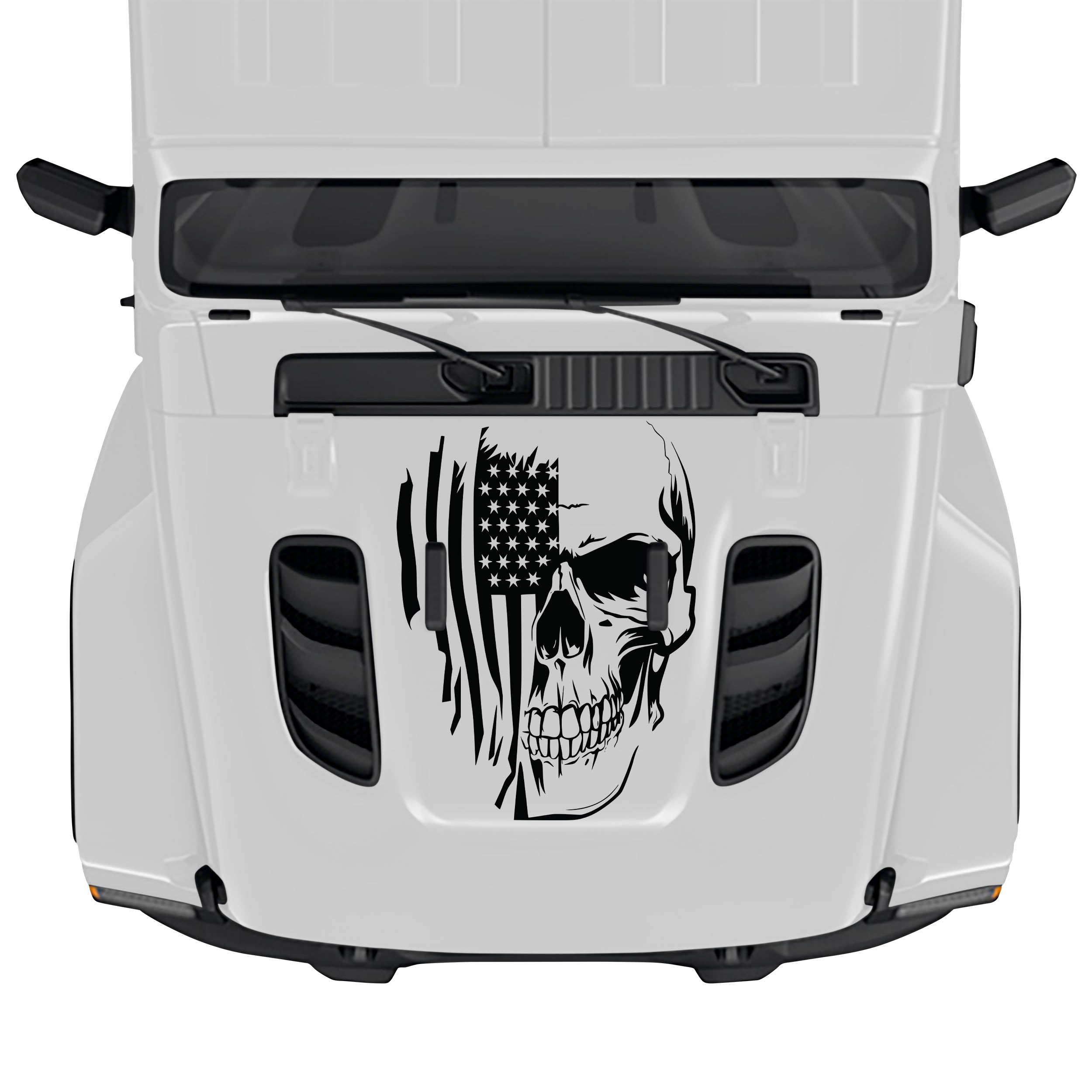 American Flag Skull Head Vinyl Transfer Decal