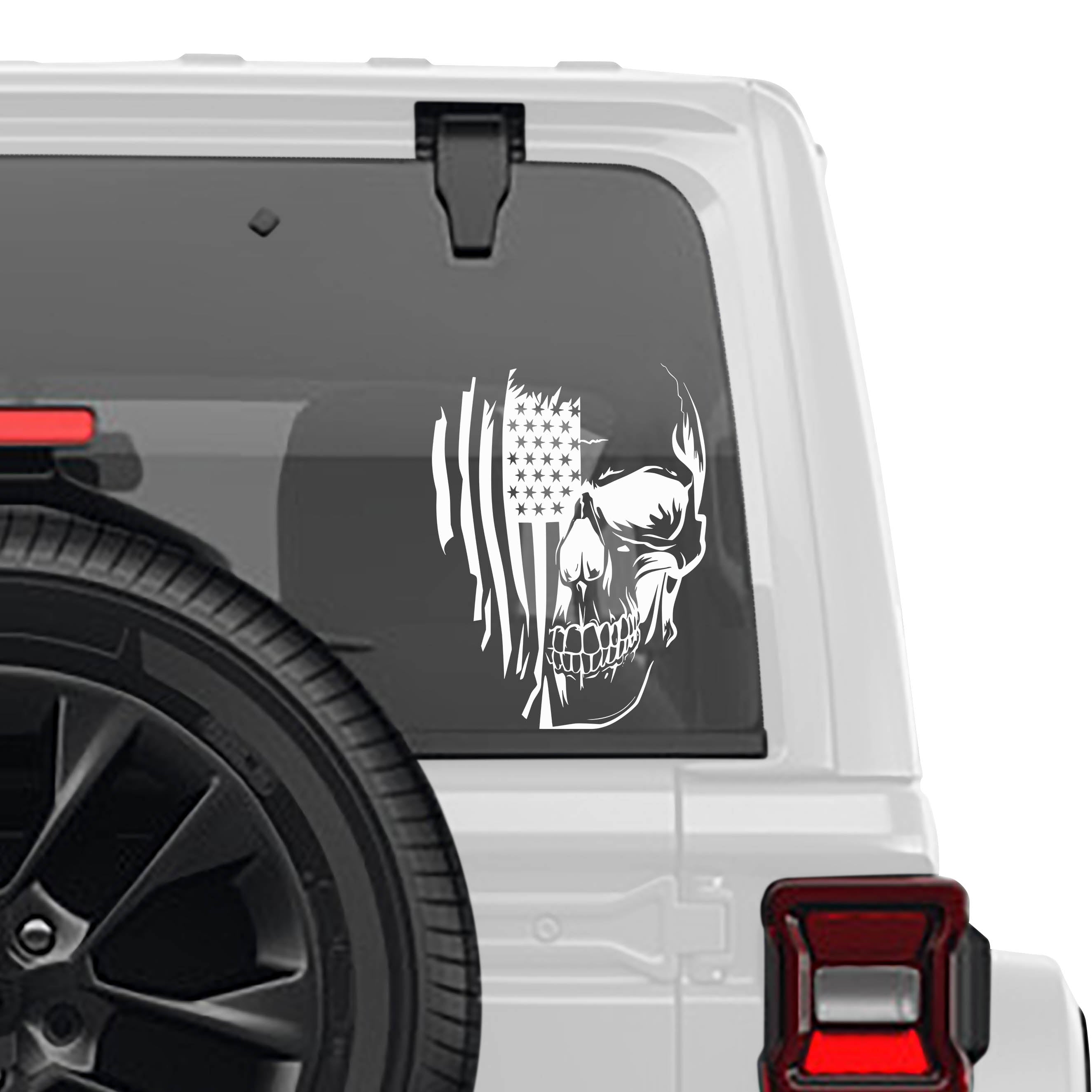 American Flag Skull Head Vinyl Transfer Decal