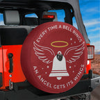 Angel Gets Its Wings Christmas spare tire cover on a Jeep Wrangler, rear view