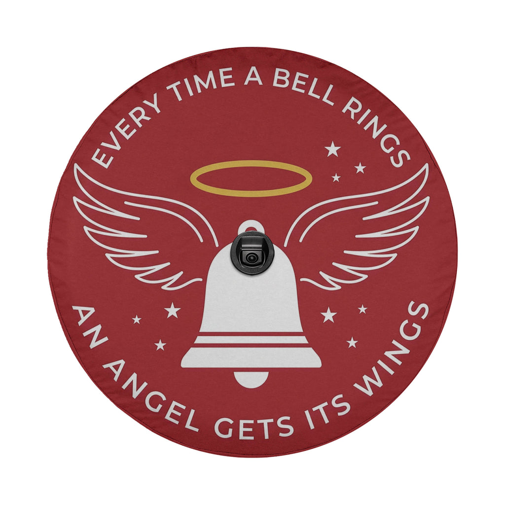 Angel Gets Its Wings Christmas spare tire cover with a backup camera hole
