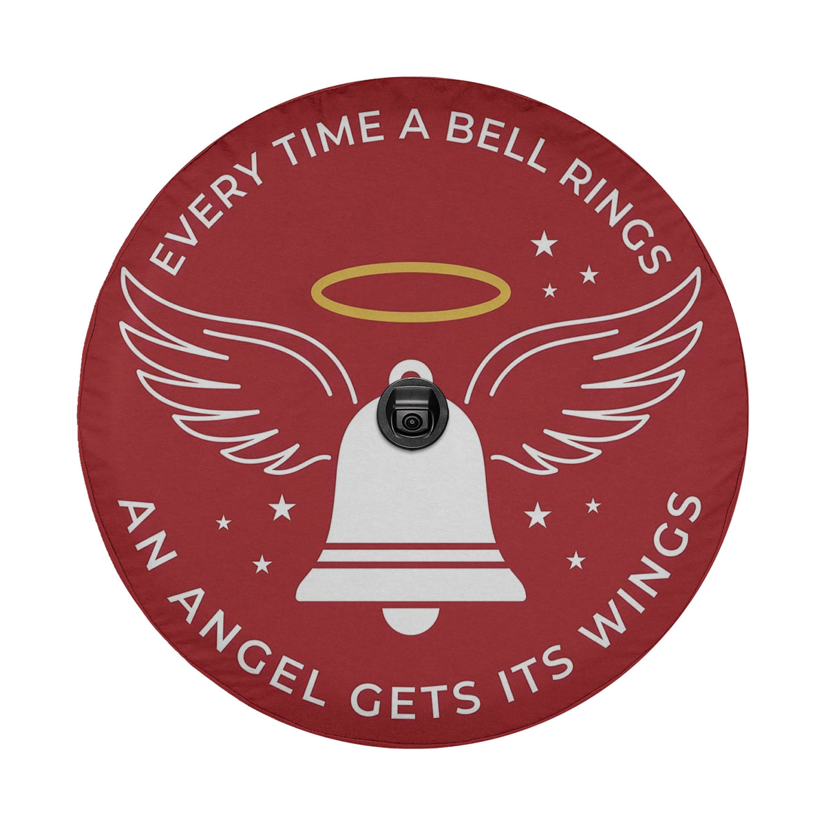 Angel Gets Its Wings Christmas spare tire cover with a backup camera hole