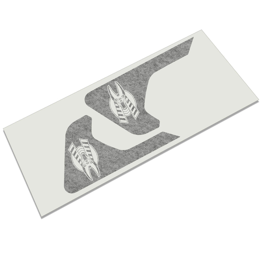 Black Egyptian Anubis fender vent transfer vinyl decal installed on Jeep Wrangler JL