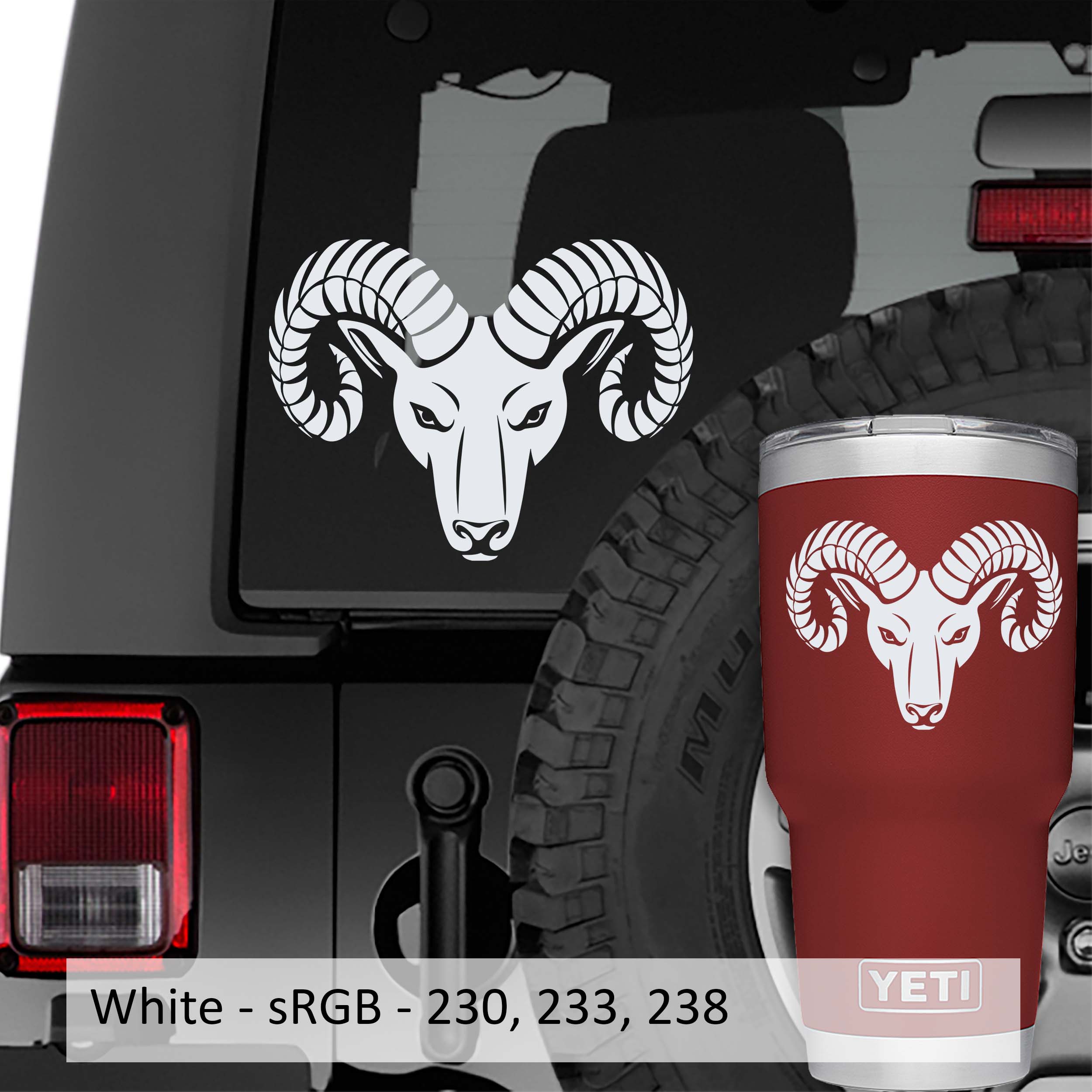 Zodiac Aries The Ram Head Vinyl Decal