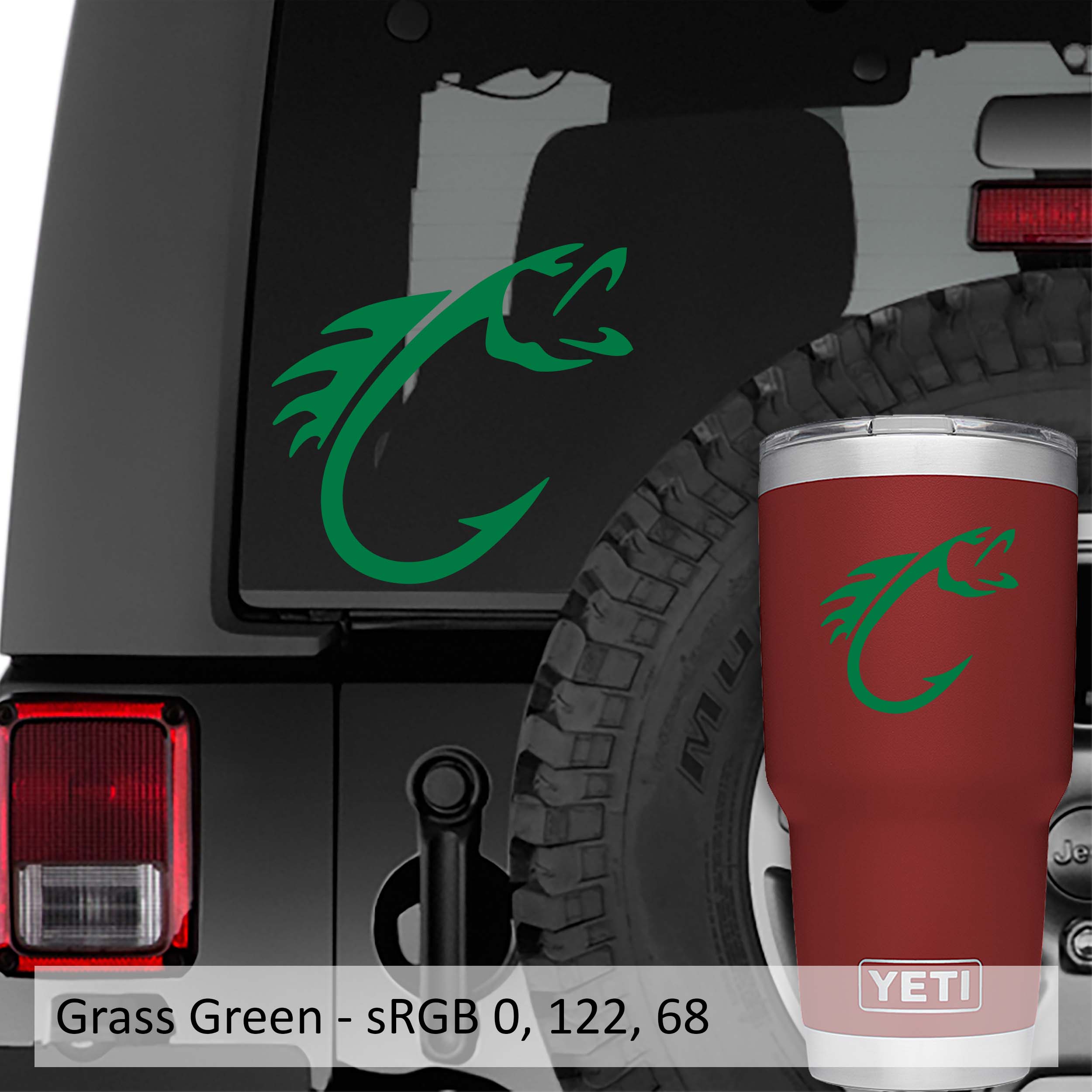  Bass Fish Hook Decal