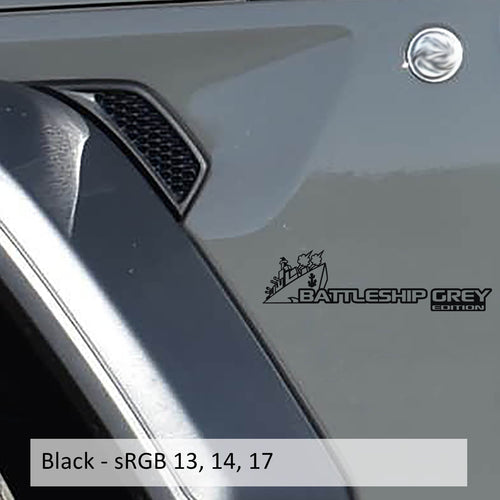 Black Battleship Grey edition fender decal mockup pair for Jeep Wrangler JL Gladiator JT