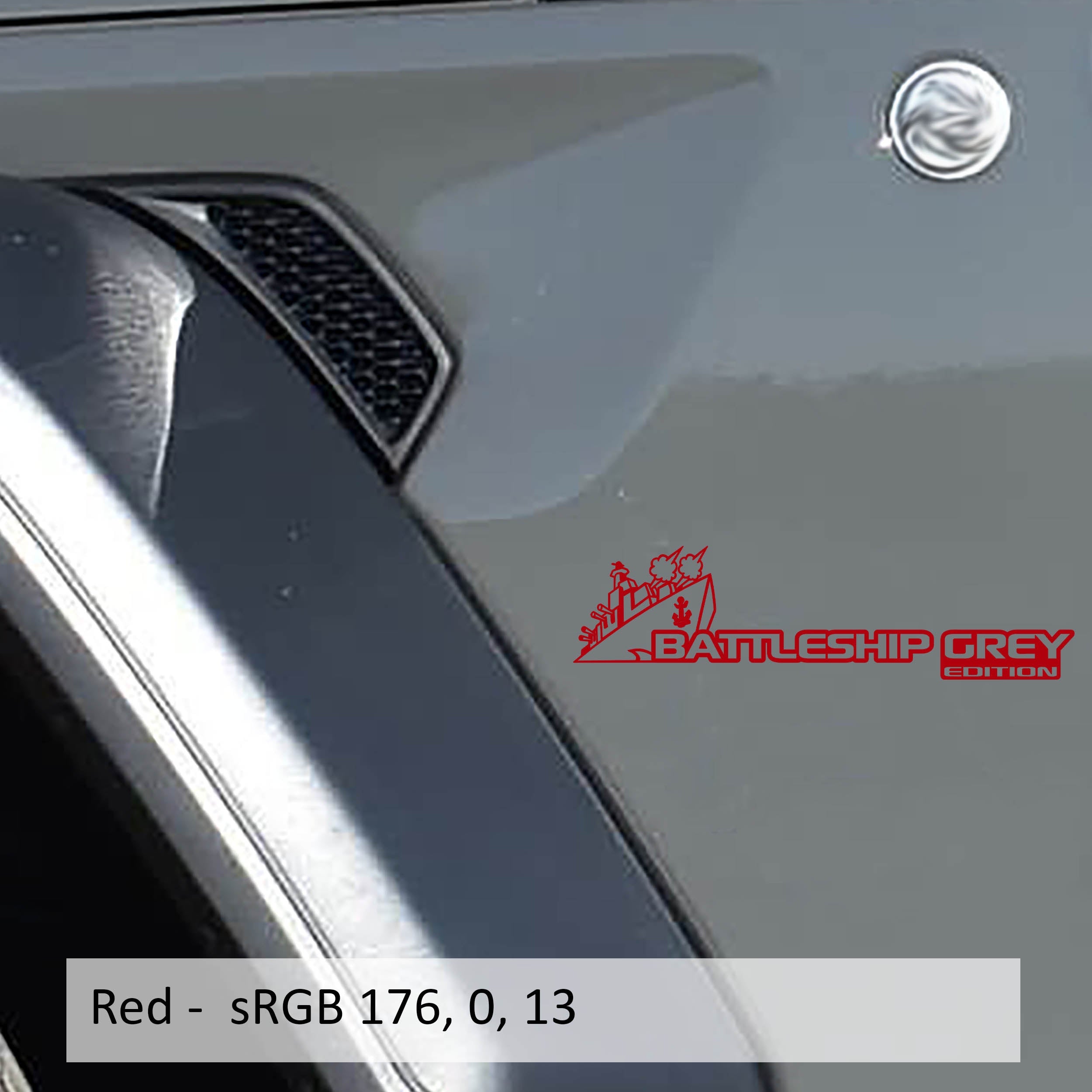 Red Battleship Grey edition fender decal mockup pair for Jeep Wrangler JL Gladiator JT