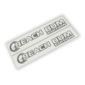 Beach Bum Edition Jeep Wrangler fender vinyl decal set with palm tree tropical sunset artwork pair.