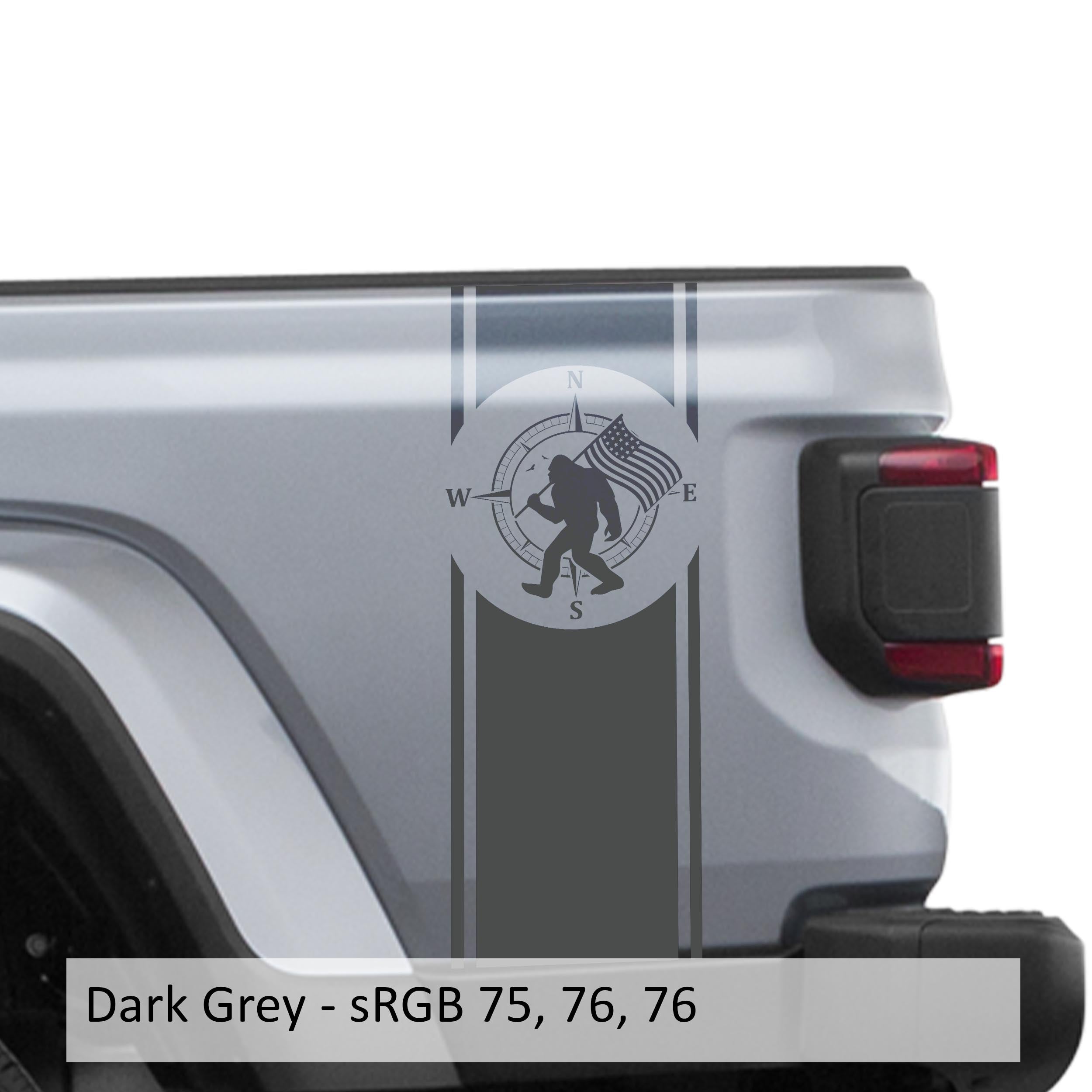 Bigfoot Compass Bedside Stripe Graphic Decal Set - Fits Jeep Wrangler JL/Jeep Gladiator JT 2018+