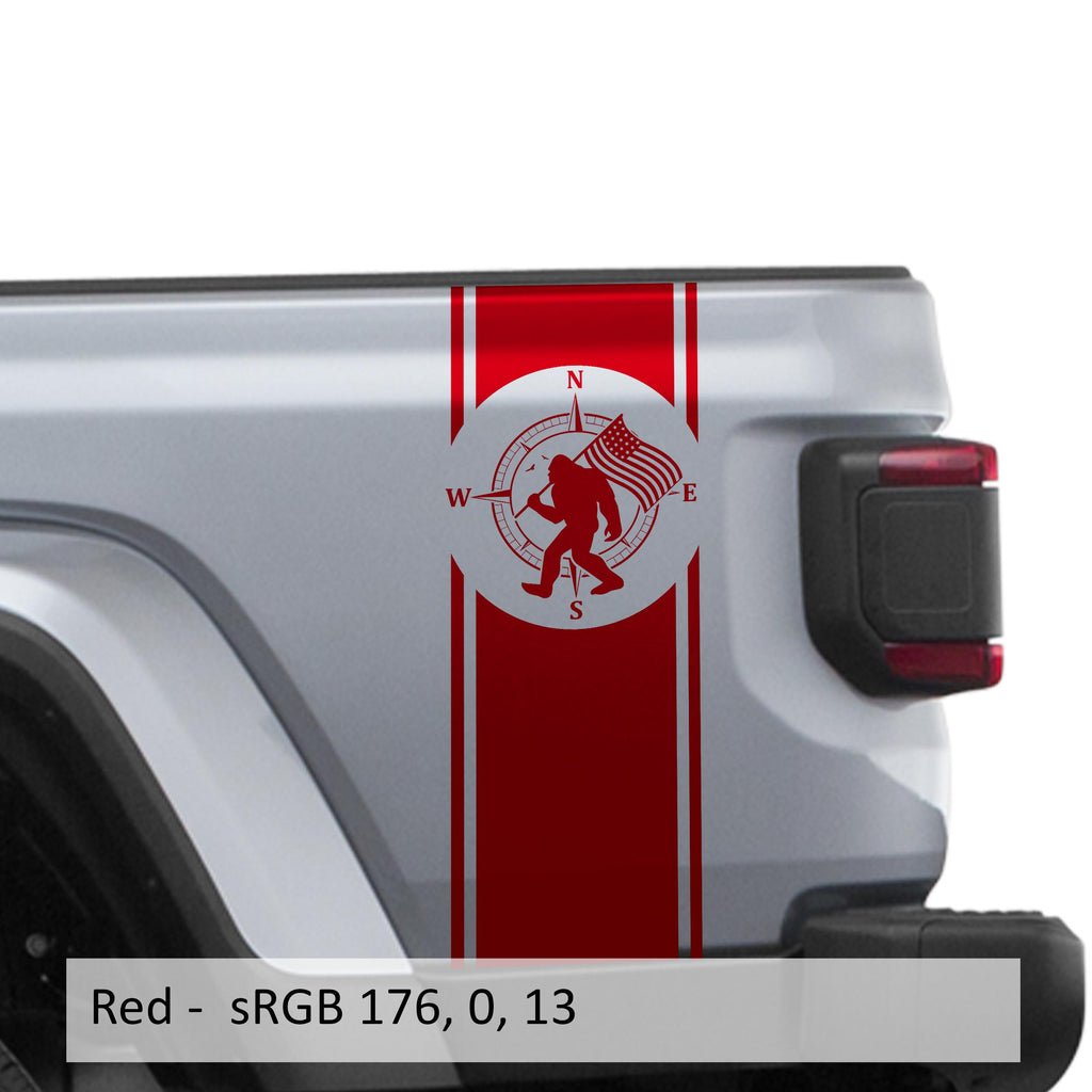 Bigfoot Compass Bedside Stripe Graphic Decal Set - Fits Jeep Wrangler JL/Jeep Gladiator JT 2018+