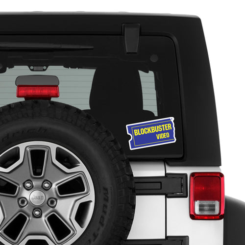 Blockbuster Video Vinyl Sticker - shown on a Jeep