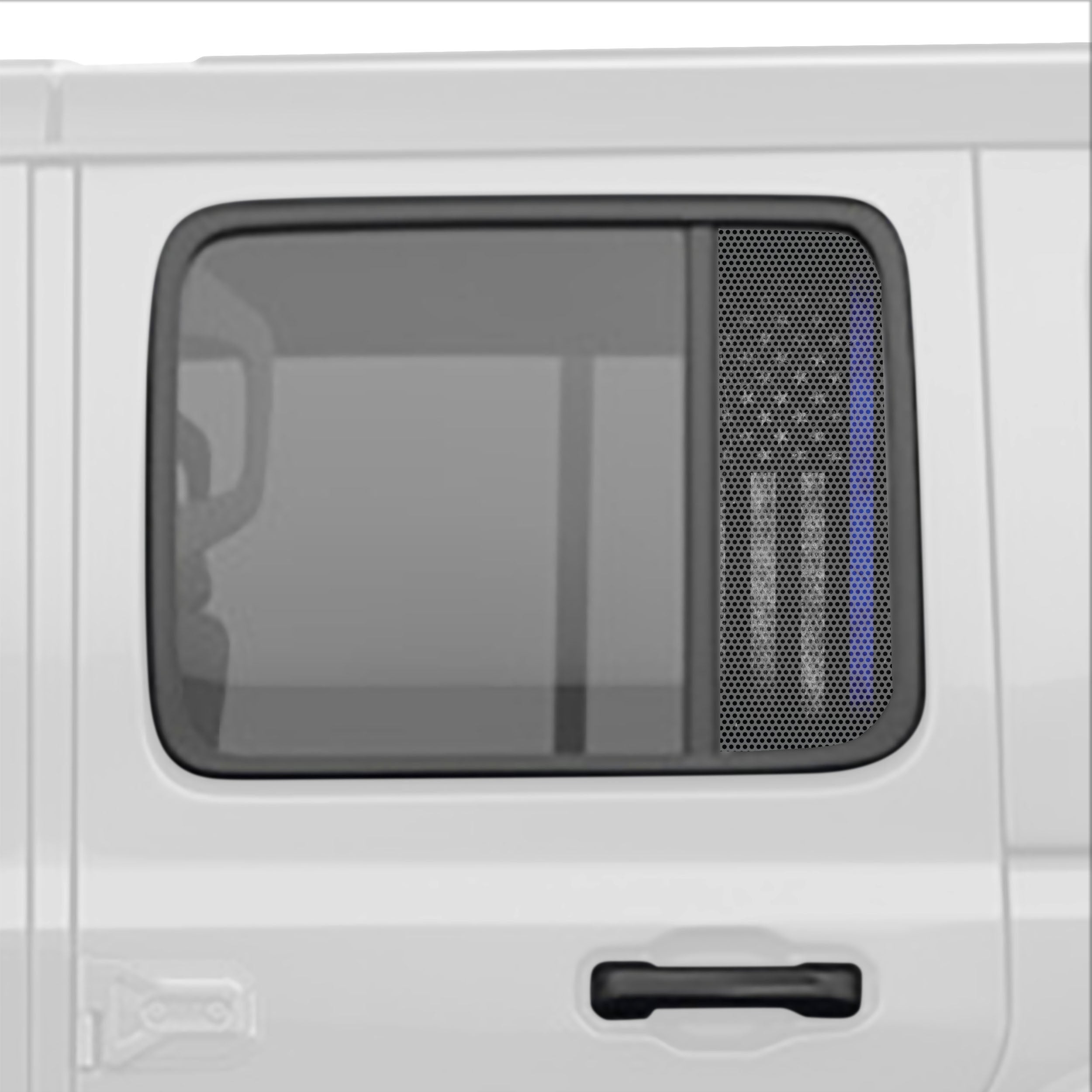 American Flag Perforated Rear Door Side Window Accent Decal Kit For Jeep Wrangler / Gladiator 4 door (2018-2026)