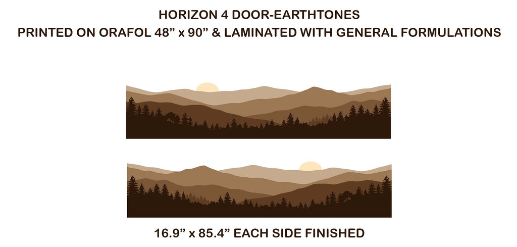 Horizon Tree & Mountain Side Body Door Decals Stripes Vinyl Graphics Kit for Four-Door Bronco 2021-2026