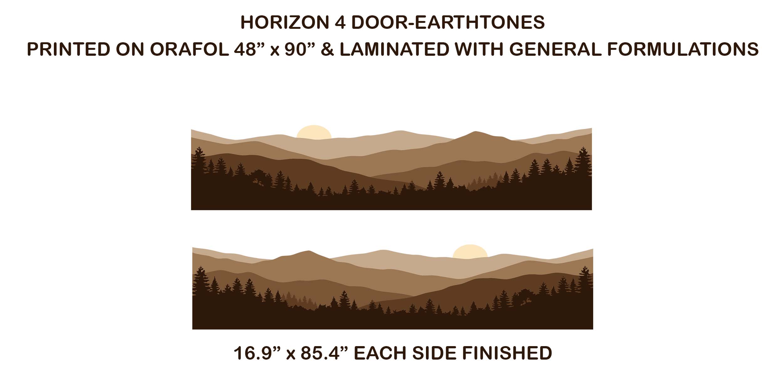 Horizon Tree & Mountain Side Body Door Decals Stripes Vinyl Graphics Kit for Four-Door Bronco 2021-2026