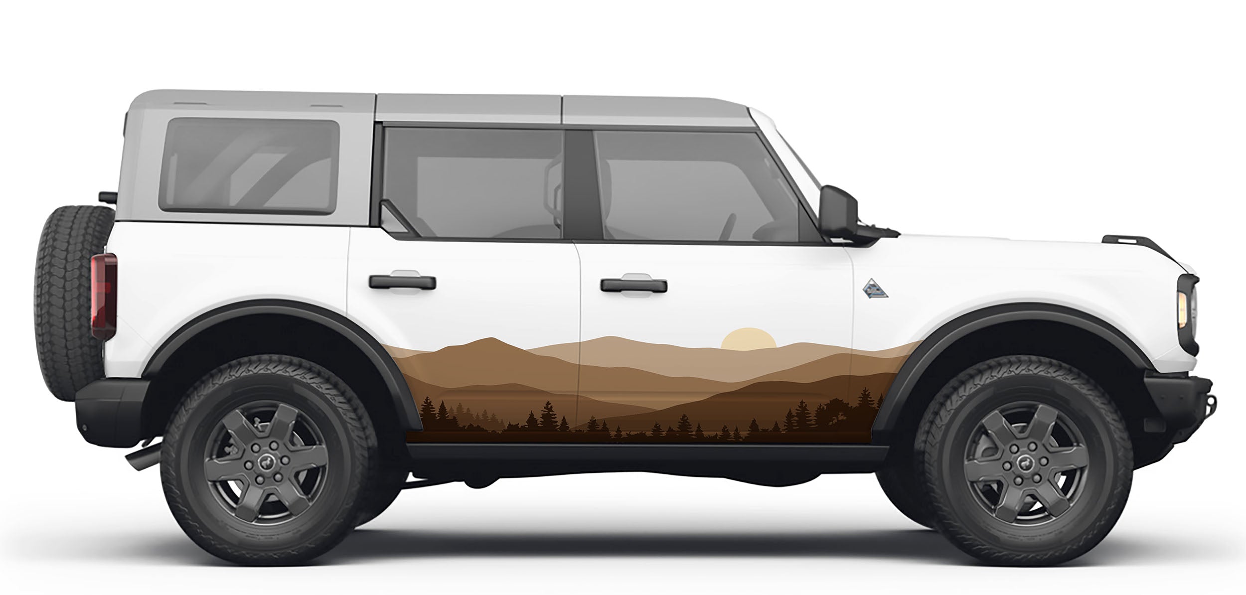 Horizon Tree & Mountain Side Body Door Decals Stripes Vinyl Graphics Kit for Four-Door Bronco 2021-2026