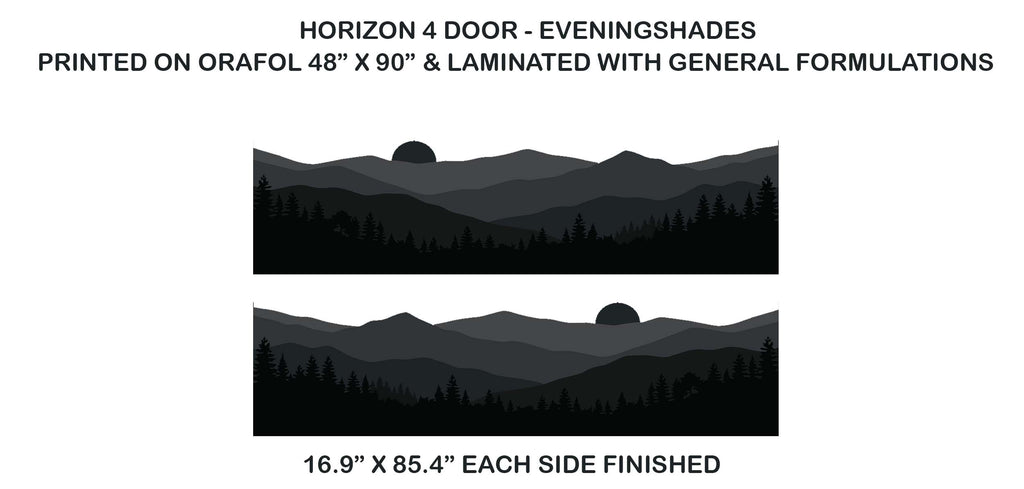 Horizon Tree & Mountain Side Body Door Decals Stripes Vinyl Graphics Kit for Four-Door Bronco 2021-2026