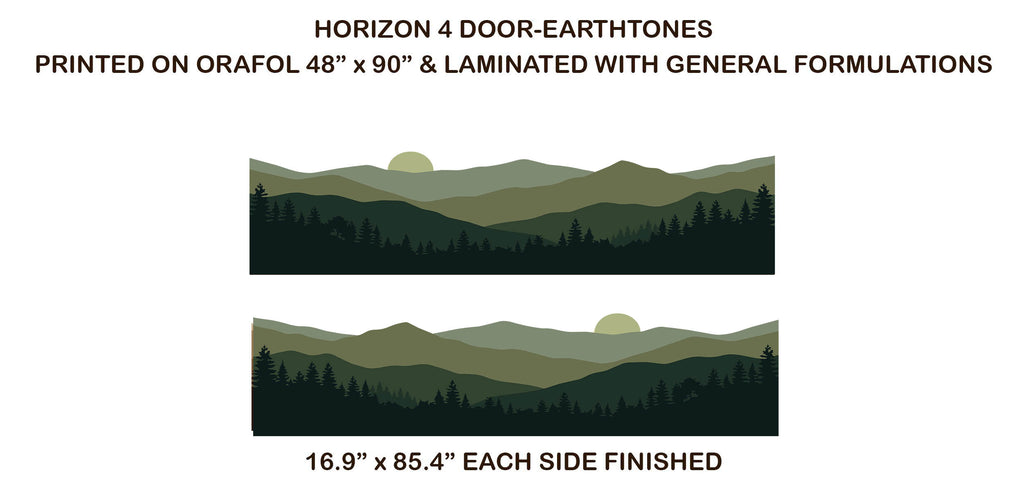 Horizon Tree & Mountain Side Body Door Decals Stripes Vinyl Graphics Kit for Four-Door Bronco 2021-2026
